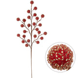 17' Fake Beaded Christmas Berry Spray, 25 Berries