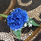 Royal Blue Silk Carnation Picks Flower Stems for Floral Arrangements