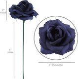 Artificial Real Touch Fabric Rose Picks, Navy Blue, 3.5" Blooms, 8" Stems, 50-Pack