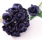 Artificial Real Touch Fabric Rose Picks, Navy Blue, 3.5" Blooms, 8" Stems, 50-Pack
