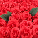 Artificial Real Touch Silk Red Rose Picks, 3.5" Blooms, 8" Stems, 100-Pack