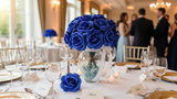 50-Pack: Royal Blue Rose Picks, 8" Long, 3" Wide, Realistic Faux Floral Arrangement