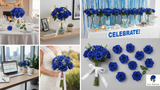 50-Pack: Royal Blue Rose Picks, 8" Long, 3" Wide, Realistic Faux Floral Arrangement