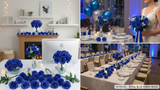 50-Pack: Royal Blue Rose Picks, 8" Long, 3" Wide, Realistic Faux Floral Arrangement
