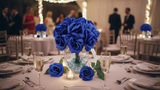 50-Pack: Royal Blue Rose Picks, 8" Long, 3" Wide, Realistic Faux Floral Arrangement