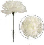 00 Candle White Silk Carnation Picks for Weddings, DIY Decor, Bulk Carnations - 3.5" Carnation Heads with Unattached 5" Stems - Lifelike and Versatile Floral Accessories