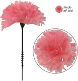 Pink Silk Carnation Picks - Set of 100-3.5