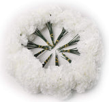 Artificial Silk White Carnation Heads, 3.5" Blooms, Detachable 5" Stems, 100-Pack