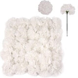 White Carnation Flowers, 100-Pack, Artificial Carnation Picks, Silk Fake Carnations, Bulk