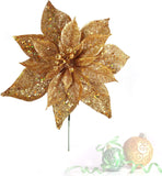 Gold Artificial Glitter Poinsettia Pick - 8.5