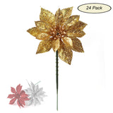 Sparkling Artificial Poinsettia Pick - 8.5"