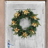 Floral Home by Artificial Flowers 24-Pack Poinsettia Picks - Golden Glitter, 3 Ornaments, Home Decor - Festive Holiday Accent for Christmas