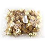 Floral Home by Artificial Flowers 24-Pack Poinsettia Picks - Golden Glitter, 3 Ornaments, Home Decor - Festive Holiday Accent for Christmas