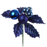 12-Pack Glitter Holly Picks with Elegant Balls - Ideal for Festive Home Decor & Holiday Crafting