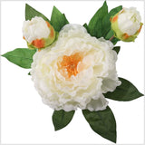 Chic Blossoms 4"x4" Artificial Glass Vase Cream Peony Arrangement, Floral Home by Artificial Flowers