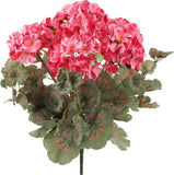 Real Touch Pink Geranium Bush, UV & Water Resistant - 18"