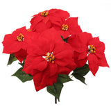 Red Velvet Poinsettia Bush with 7 Lifelike Silk Blooms | 20-Inch | Indoor/Outdoor Use | Festive Holiday Decor | Christmas Bushes | Home & Office Decor (Set of 2), Floral Home by Artificial Flowers
