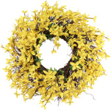 Yellow Silk Forsythia Wreath on Grapevine Ring - 6
