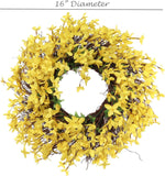 Artificial  Forsythia Wreath on Grapevine Ring-16", Floral Home by Artificial Flowers