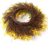 Artificial  Forsythia Wreath on Grapevine Ring-16", Floral Home by Artificial Flowers