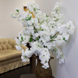 White Cherry Blossom Stem: Set of 3, 40-Inch, Silk Flowers, Floral Home by Artificial Flowers