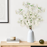 White Cherry Blossom Stem: Set of 3, 40-Inch, Silk Flowers, Floral Home by Artificial Flowers