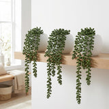 13-Inch Hanging Succulent Plant Strand with 3 Pearls - Lifelike Durable and Easy-to-Hang Decor for Indoor/Outdoor Spaces - Perfect for Home, Office, Events