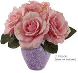14" Pink Artificial Rose Bouquet – 6 Silk Flower Heads for Home, Wedding & Event Decor
