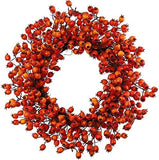 Orange Faux Fall Berry Wreath with Hawthorn & Rosehip Berries - 20