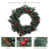 22" Pine Wreath | Pinecones & Berries Included | Lifelike Greenery | Indoor/Outdoor Use | Holiday & Christmas Décor | Perfect for Front Door, Wreaths, & Garlands