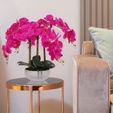 Exquisite 19"x13" Faux Phalaenopsis Orchid in 9" Decorative Bowl - Elegant Lifelike Artificial Flower Arrangement for Luxurious Home Decor