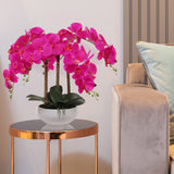 Exquisite 19"x13" Faux Phalaenopsis Orchid in 9" Decorative Bowl - Elegant Lifelike Artificial Flower Arrangement for Luxurious Home Decor, Floral Home by Artificial Flowers