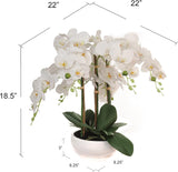 Elegant White Phalaenopsis Orchid Arrangement - 19"x13" Artificial 9-Bowl Display, Lifelike Faux Orchids, Home Décor Accent, Office Centerpiece, Gift Idea