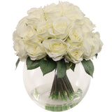 Timeless Beauty 36-Head White Rose Bouquet in Handcrafted Glass Vase - Realistic Artificial Flowers for Wedding Centerpieces, Sophisticated Home Decor, and Thoughtful Gifts, Floral Home by Artificial Flowers