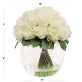 Timeless Beauty 36-Head White Rose Bouquet in Handcrafted Glass Vase - Realistic Artificial Flowers for Wedding Centerpieces, Sophisticated Home Decor, and Thoughtful Gifts, Floral Home by Artificial Flowers