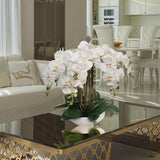 White Artificial Phalaenopsis Orchid in 10" Ceramic Pot - 20"