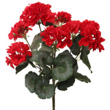 Vibrant Red 18" Geranium Bush with 7 Lush Branches - Elegant Artificial Plant for Luxurious Home & Outdoor Decor, Ideal for All Seasons