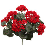 Deluxe UV Red Geranium Bush: 18-Inch, 7 Silk Flowers & Leaves, Floral Home by Artificial Flowers