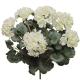 Elegant White 18" Deluxe UV-Resistant Geranium Bush - Lifelike Artificial Plant for Home & Garden Decor, Perfect for Outdoor and Indoor Use, Floral Home by Artificial Flowers