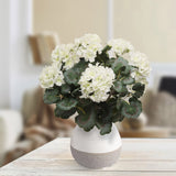 Elegant White 18" Deluxe UV-Resistant Geranium Bush - Lifelike Artificial Plant for Home & Garden Decor, Perfect for Outdoor and Indoor Use, Floral Home by Artificial Flowers