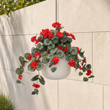 Red Artificial Hanging Geranium Basket - 25"