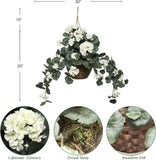 White Fake Hanging Geranium Basket - 25"