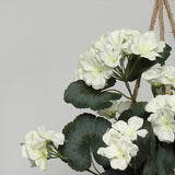 White Fake Hanging Geranium Basket - 25"