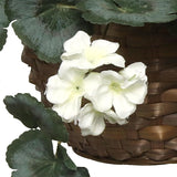 White Fake Hanging Geranium Basket - 25"