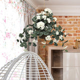 White Fake Hanging Geranium Basket - 25"