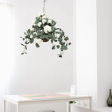 White Fake Hanging Geranium Basket - 25"