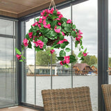 25" Hanging Geranium Basket Fuschia Lush Artificial Flower Basket for Home & Outdoor