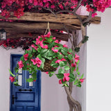 25" Hanging Geranium Basket Fuschia Lush Artificial Flower Basket for Home & Outdoor