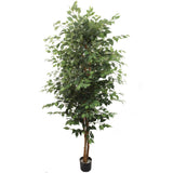 7' Artificial Ficus Tree with 2016 Leaves - Realistic Indoor/Outdoor Greenery Pack of 2, Floral Home by Artificial Flowers