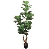 Artificial 65" Fiddle Leaf Fig Tree | Lifelike Low-Maintenance Home Decor Plant | Indoor & Outdoor Faux Greenery | 2-Pack